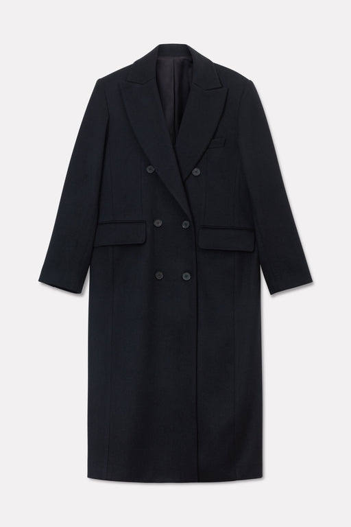Black Double Breasted Tailored Wool Coat